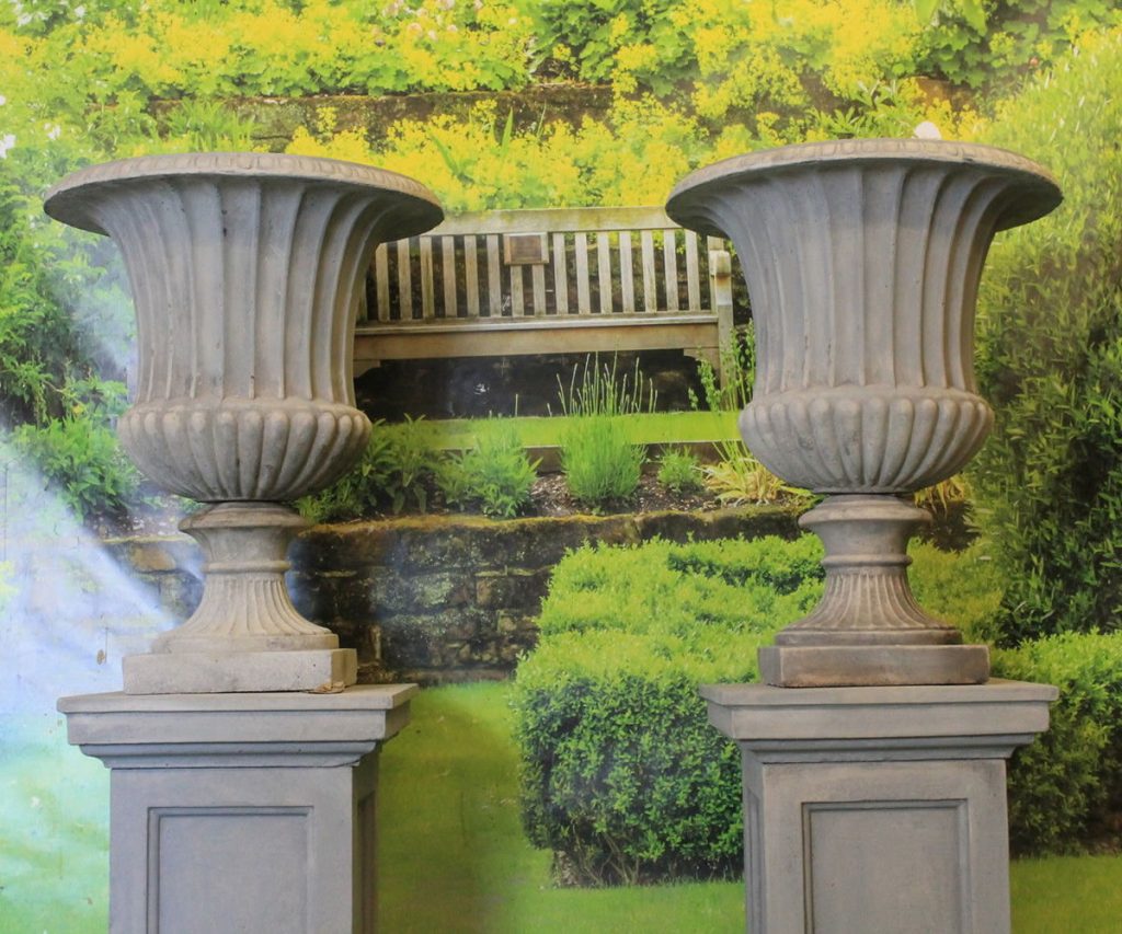 Single Urn on Panel Plinth Stone Garden Ornaments & Garden
