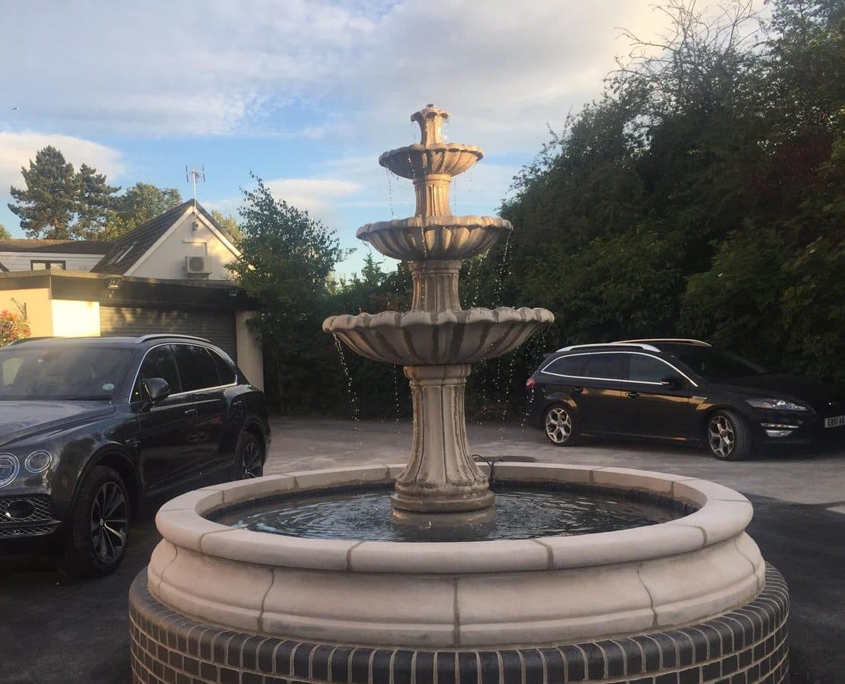 3 Tiered Barcelona Fountain, Large Cambridge Double Pool Surround