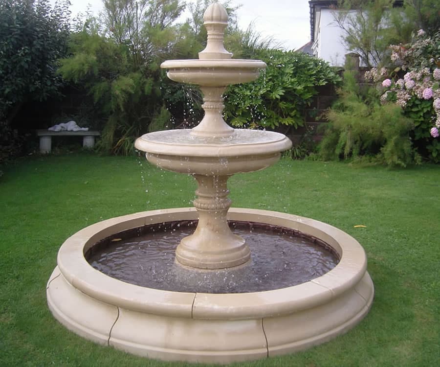 2 Tiered Edwardian Fountain, Medium Cambridge Double Pool Surround