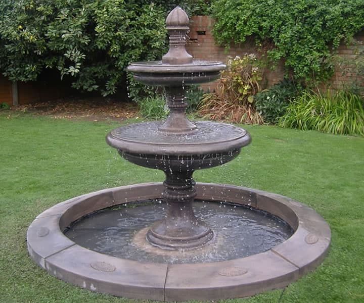 2 Tiered Edwardian Fountain, Laurel Single Pool Surround