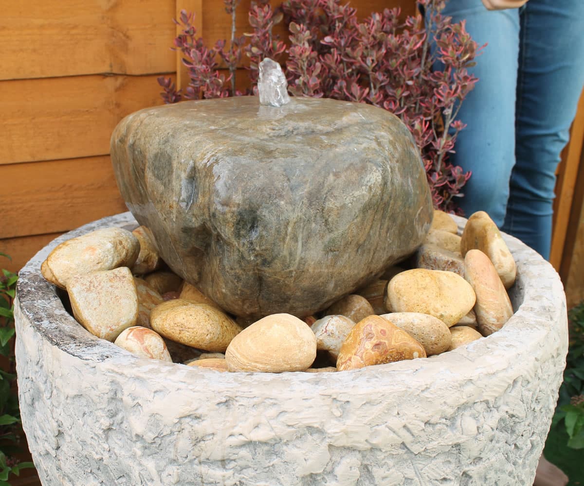 Granary Fountain With A Natural Stone Boulder