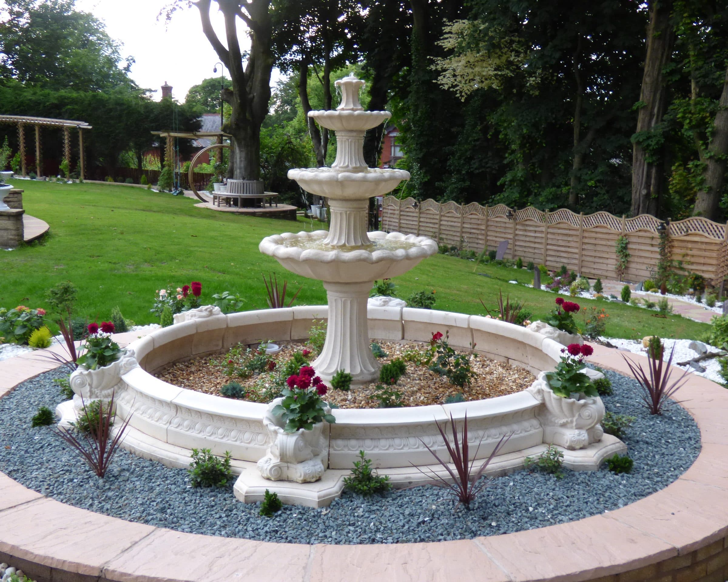 3 Tiered Barcelona Fountain With A Large Neopolitan Pool Surround Optional Shells