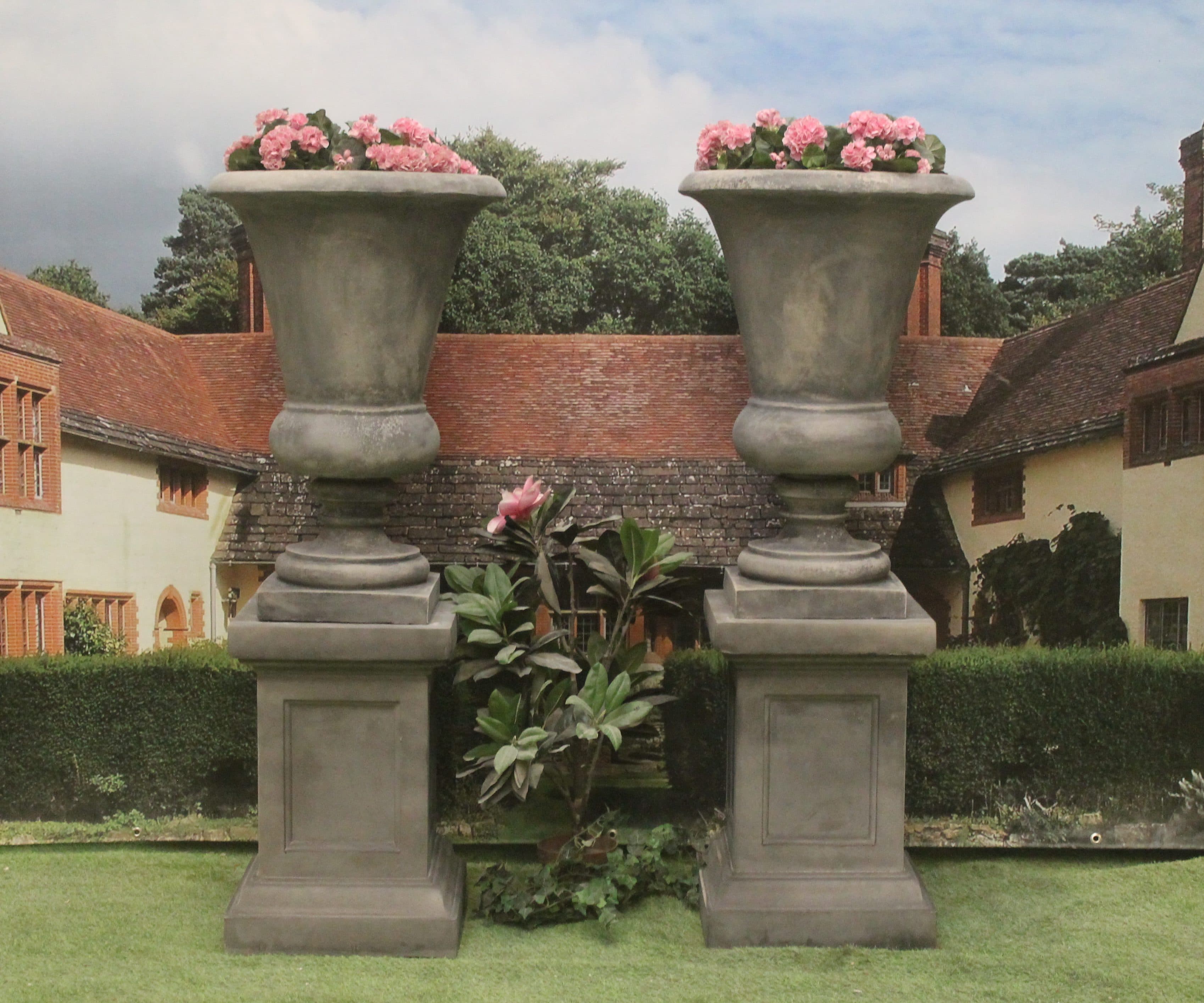 Pair of Kensington Urns on Panel Plinths