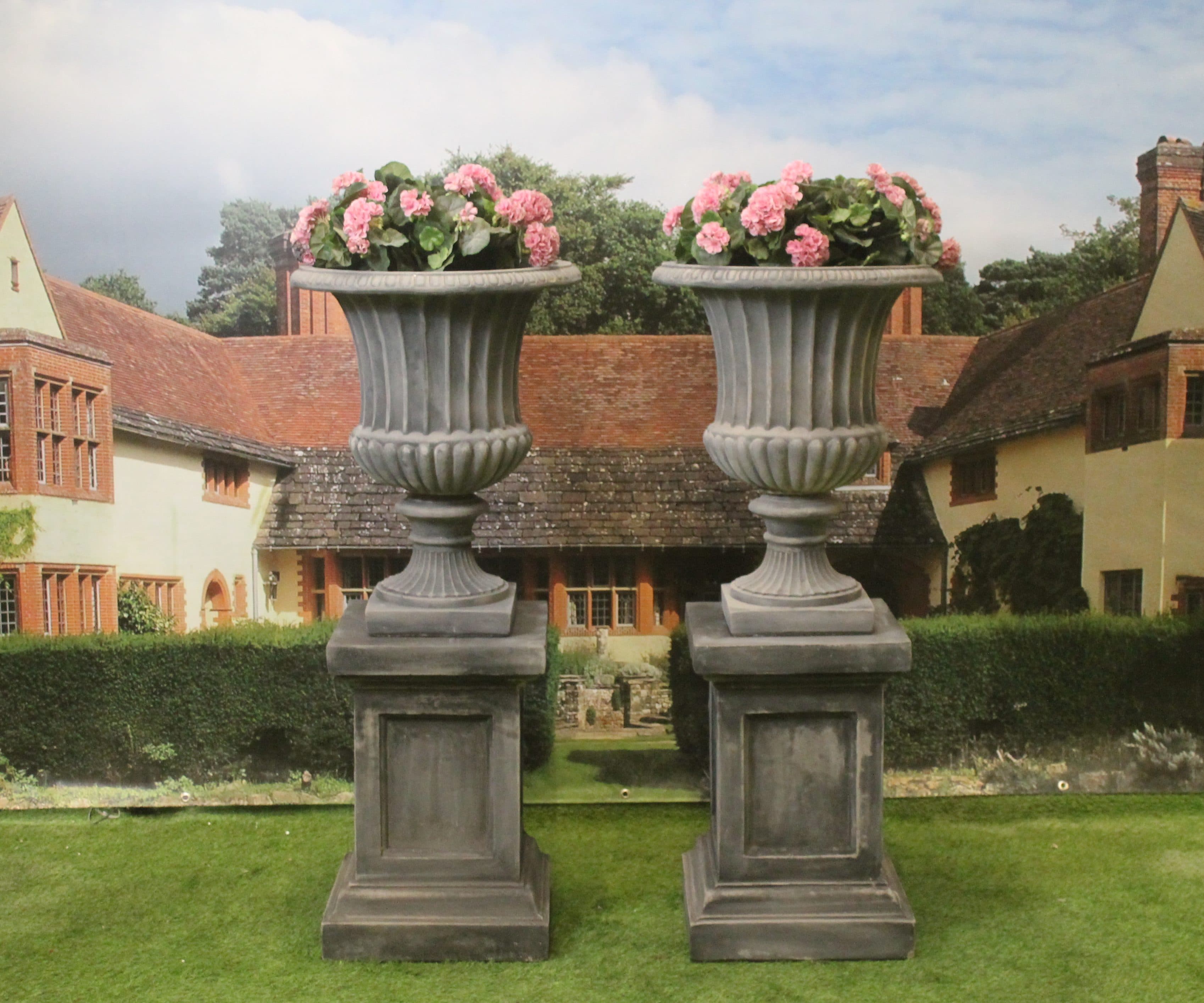 Pair of Georgian Urns on Panel Plinths