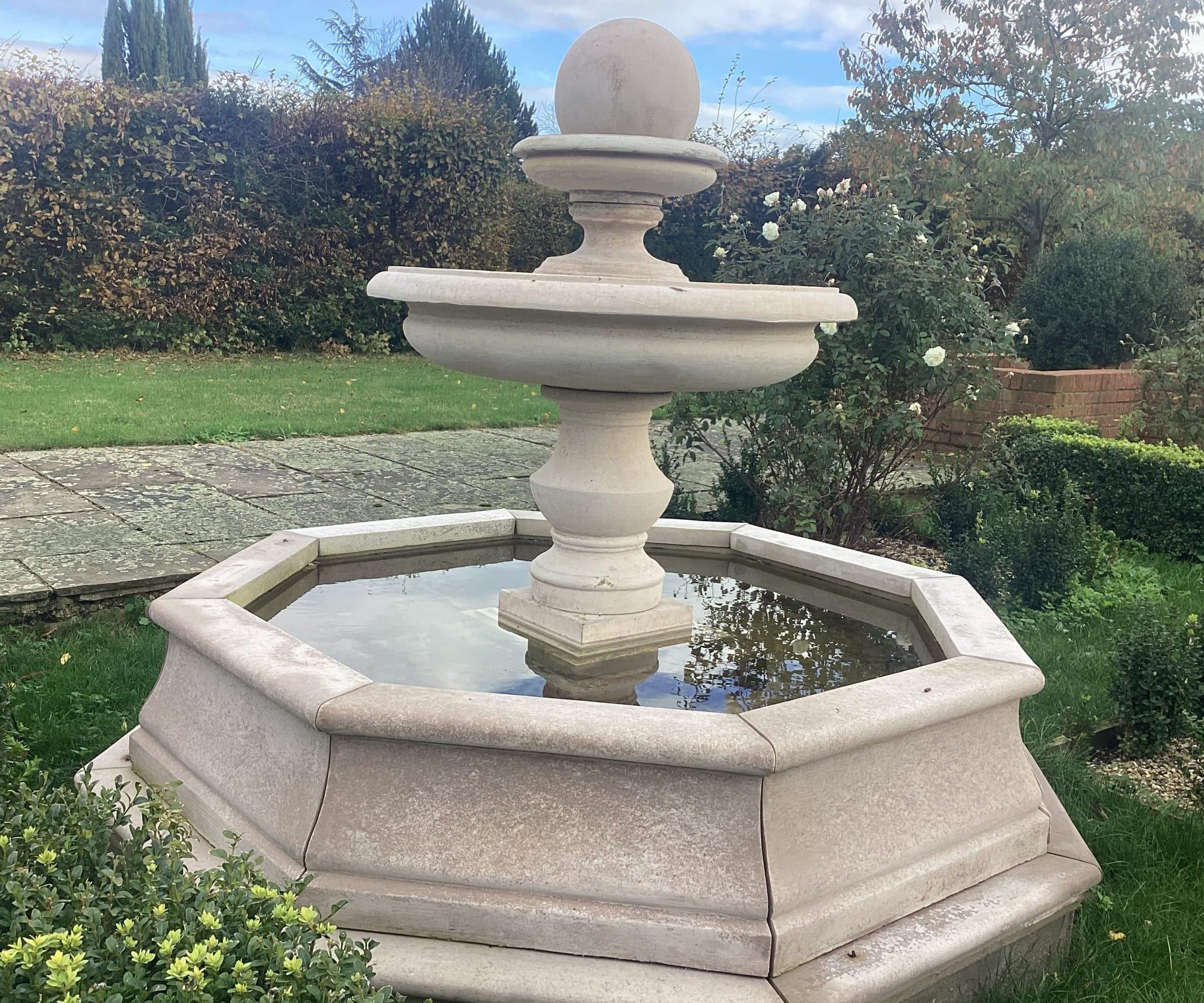 Large Regis or Large Regis Ball Fountain with Small Brecon Pool Surround Larger Pool Available