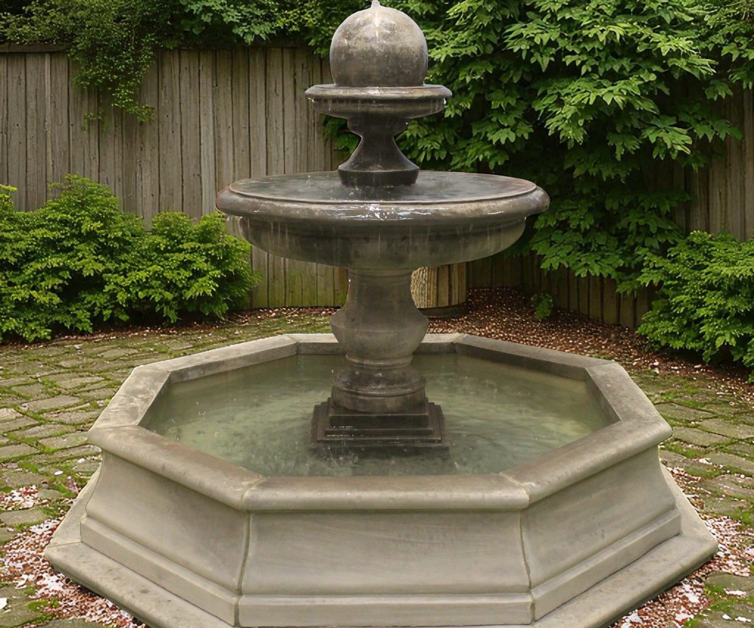 Large Regis or Large Regis Ball Fountain with Small Brecon Pool Surround Larger Pool Available