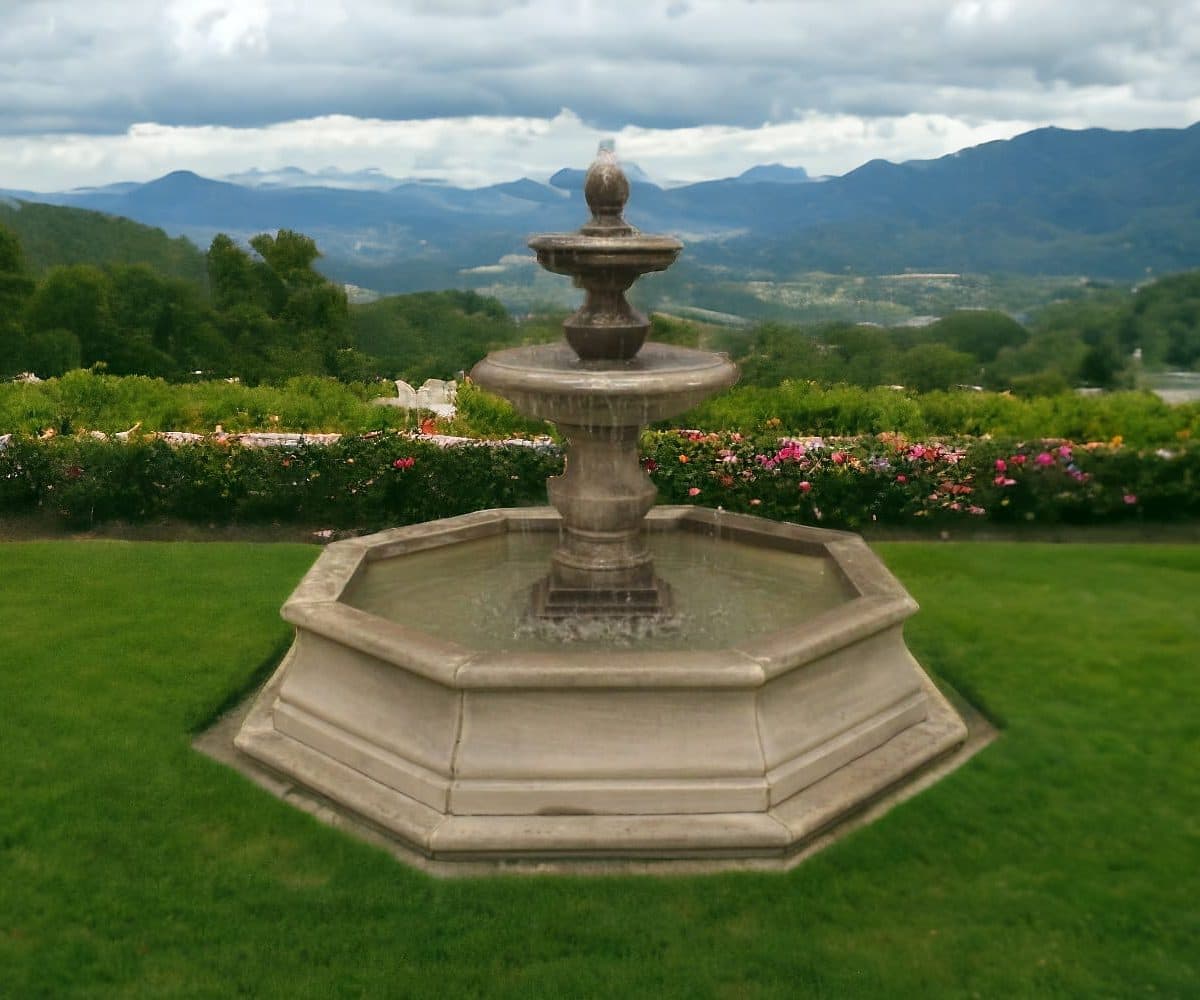 2 Tiered Regis or Regis Ball Fountain with Small Brecon Pool Surround