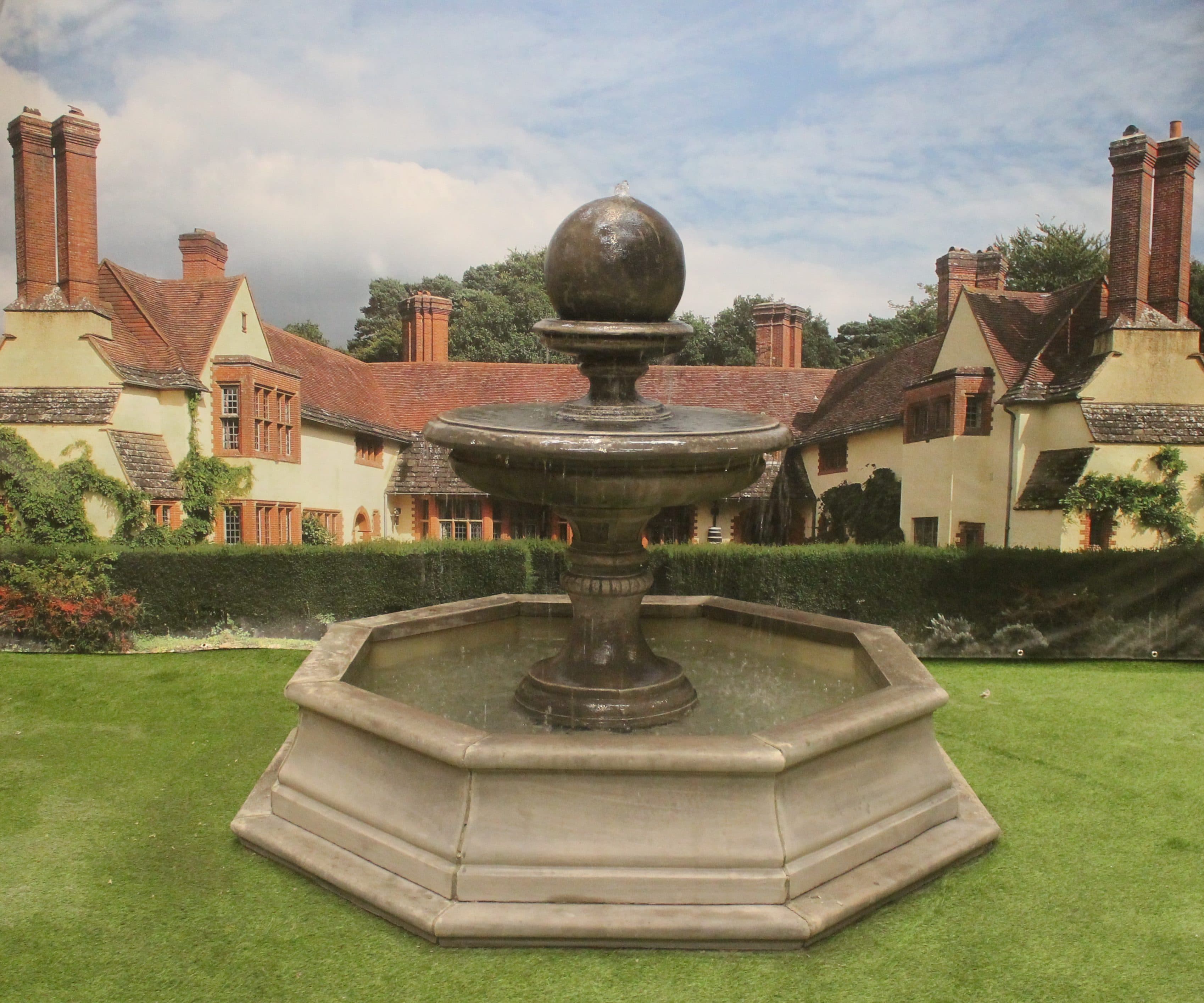 Edwardian Eye or Edwardian Ball Fountain with Small Brecon Pool Surround Larger Pool Available