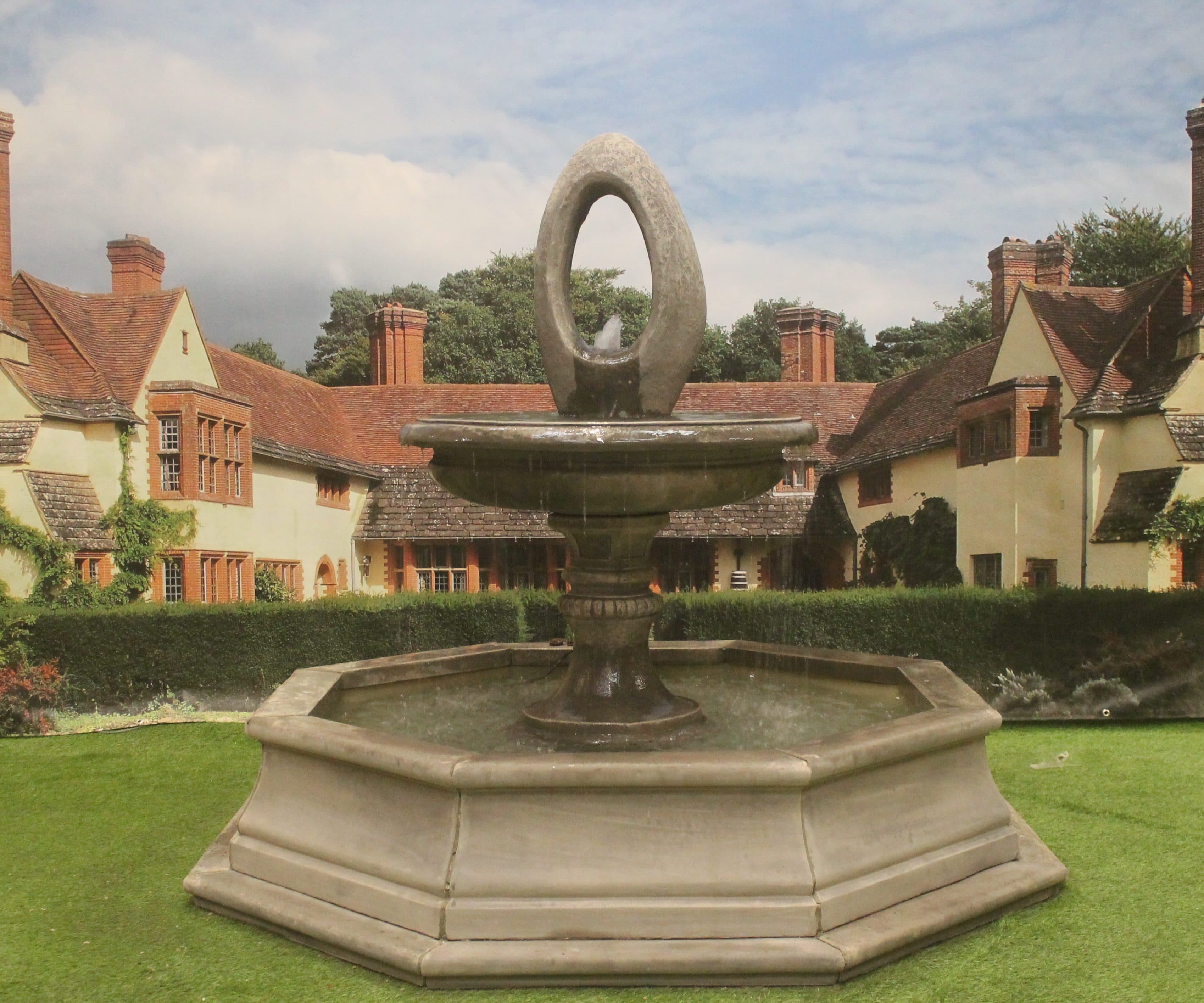 Edwardian Eye or Edwardian Ball Fountain with Small Brecon Pool Surround Larger Pool Available