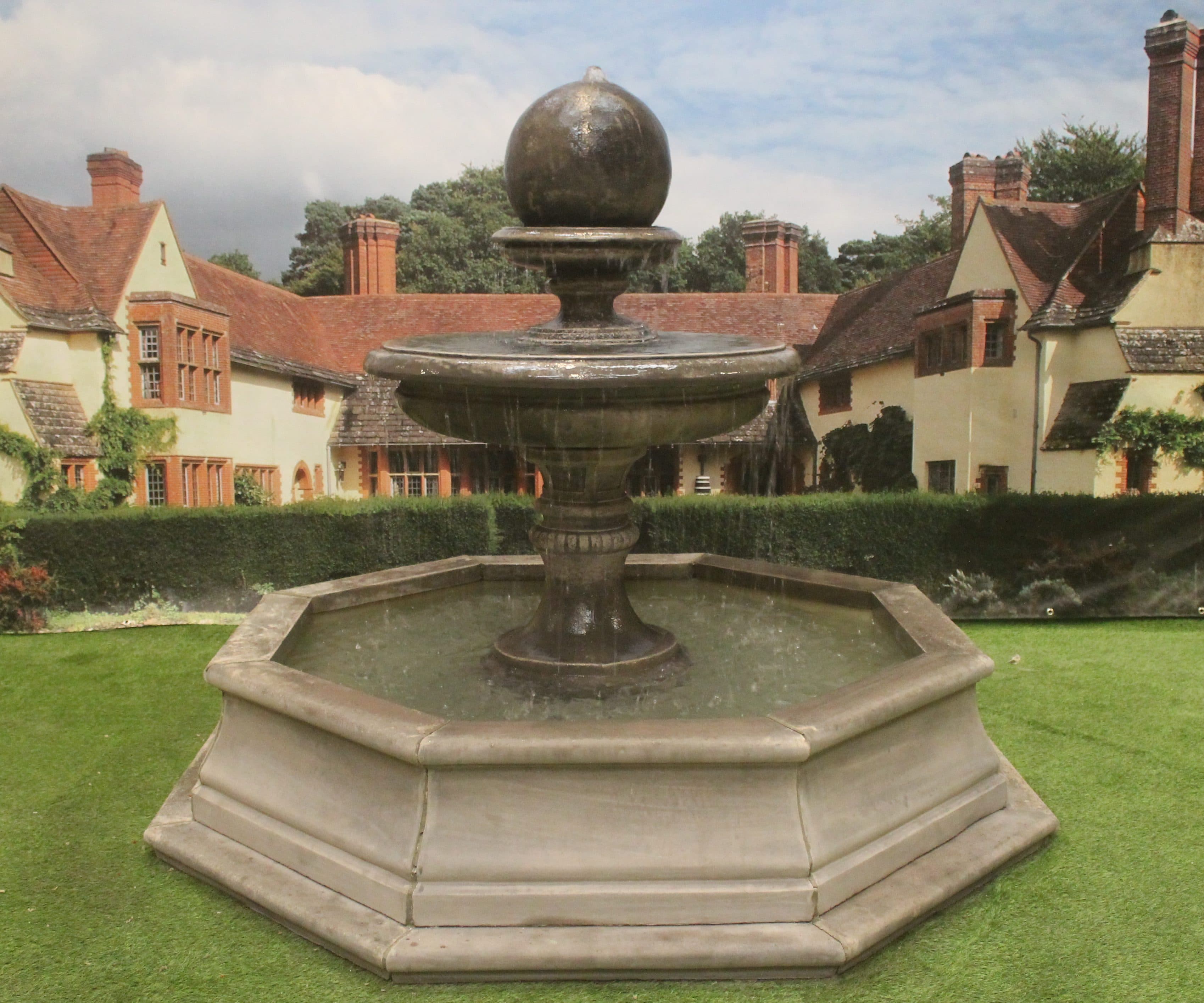 Edwardian Eye or Edwardian Ball Fountain with Small Brecon Pool Surround Larger Pool Available