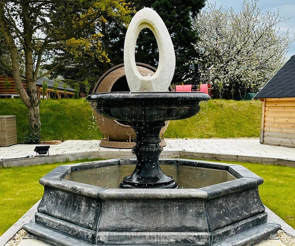 Edwardian Eye or Edwardian Ball Fountain with Small Brecon Pool Surround Larger Pool Available
