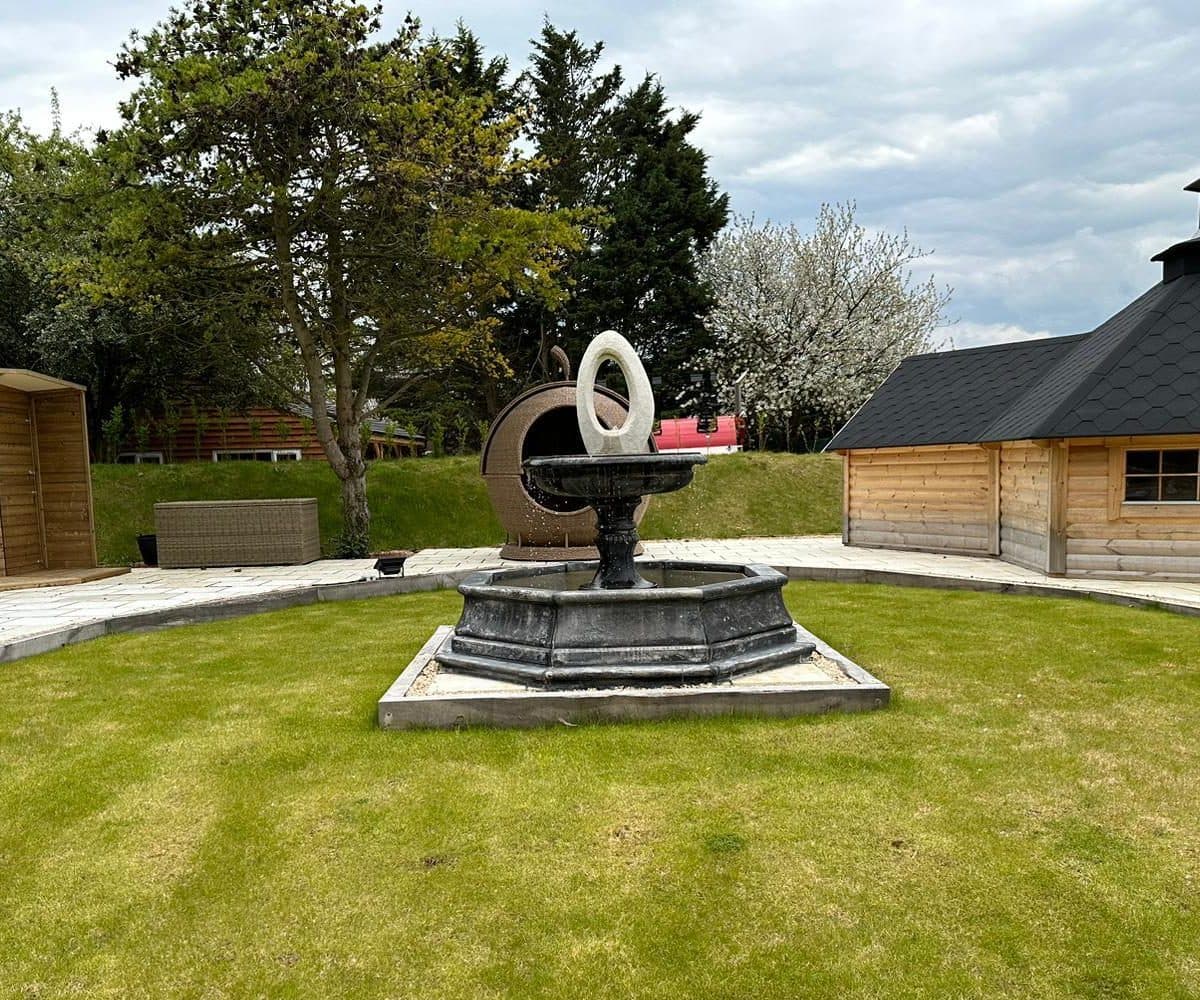 Edwardian Eye or Edwardian Ball Fountain with Small Brecon Pool Surround Larger Pool Available