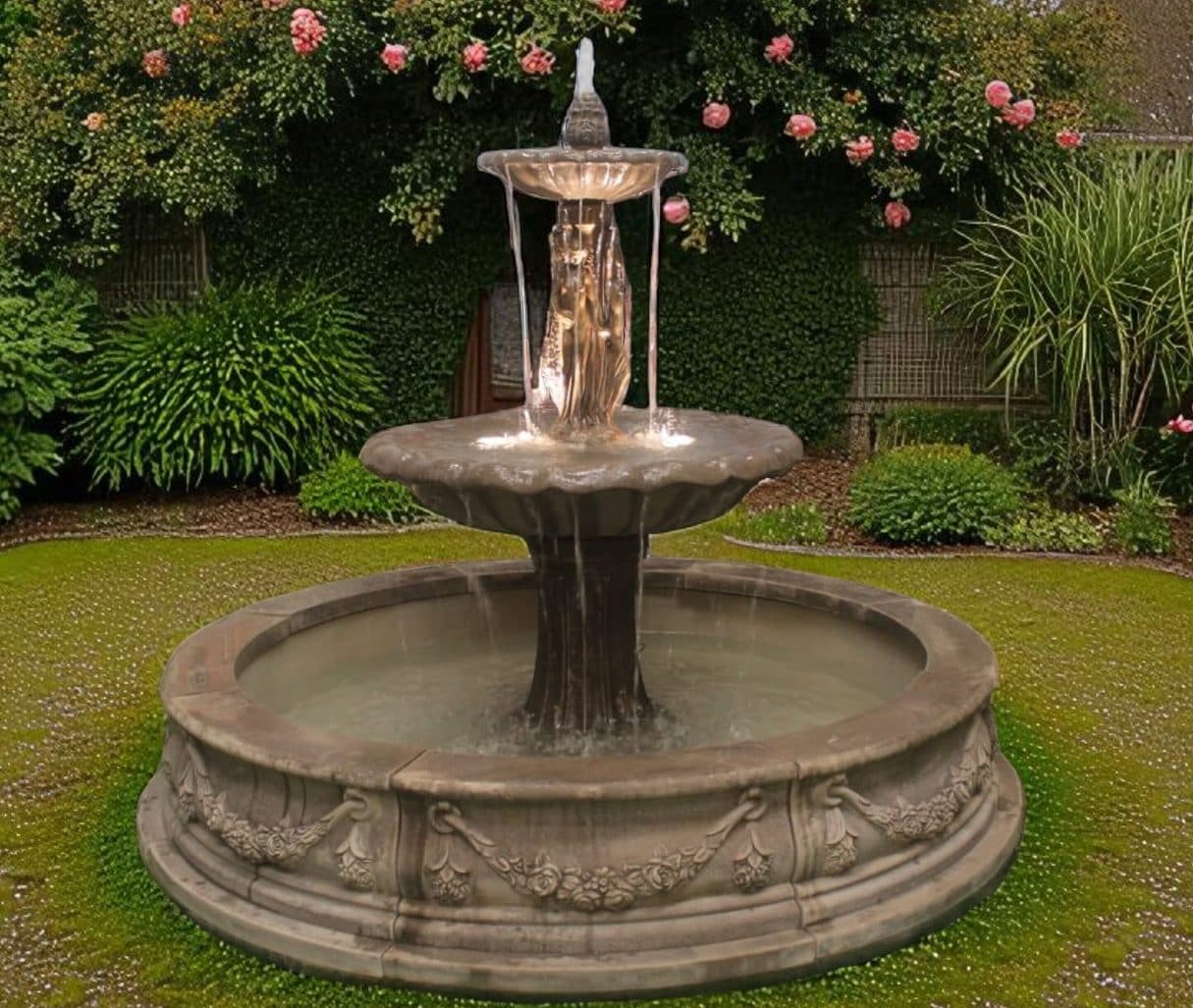 3 Tiered Barcelona or 3 Graces water fountain with small Lawrence pool