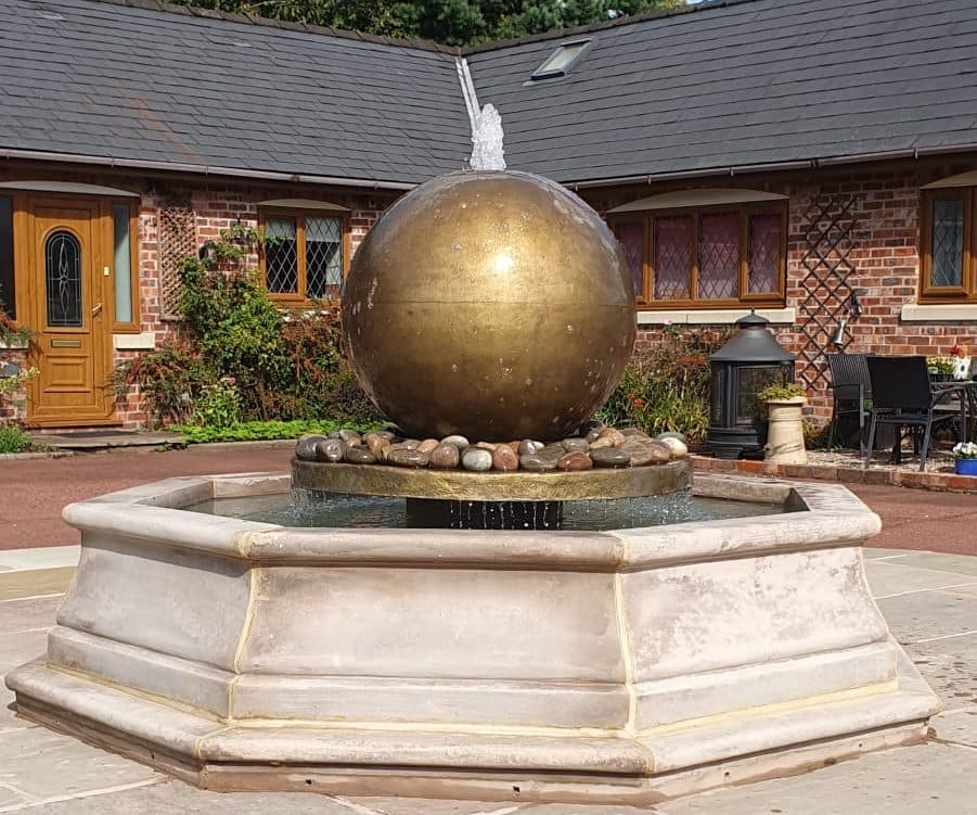 Atlas ball or Shard Fountain with Small Brecon Pool Surround Larger Pool Available