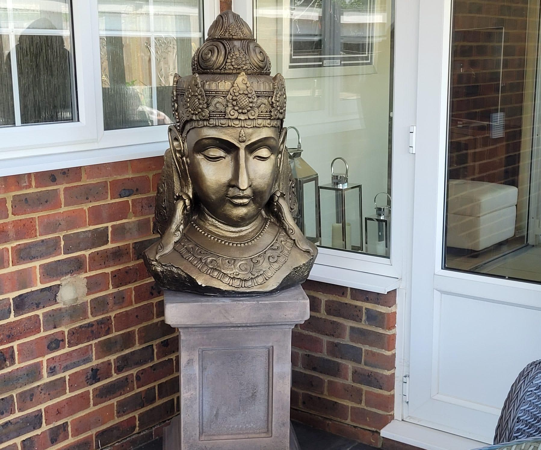 NEW PRODUCT Large Shiva / garden Buddha head on plinth