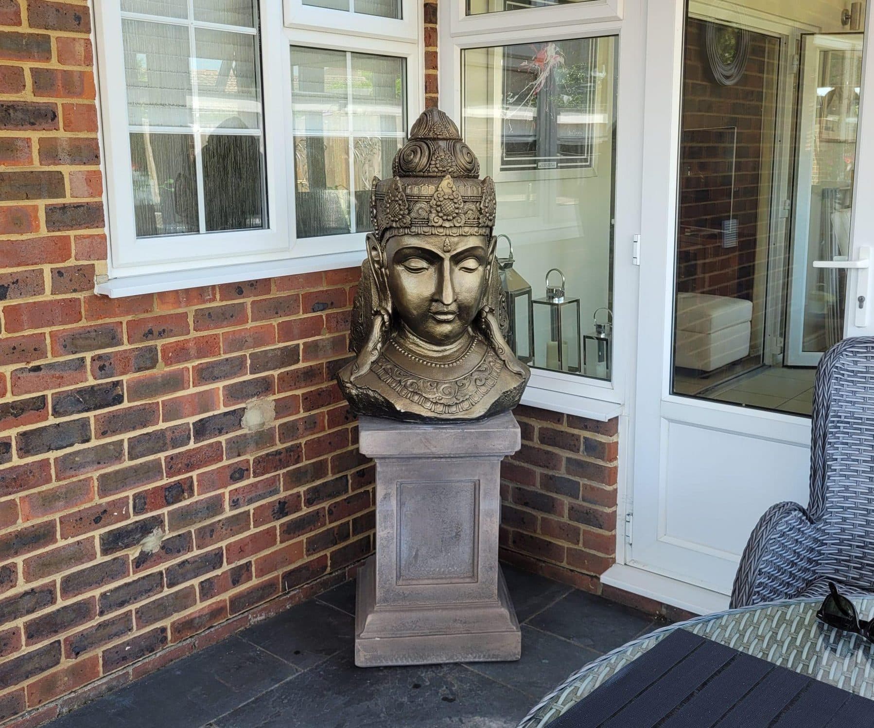 NEW PRODUCT Large Shiva / garden Buddha head on plinth