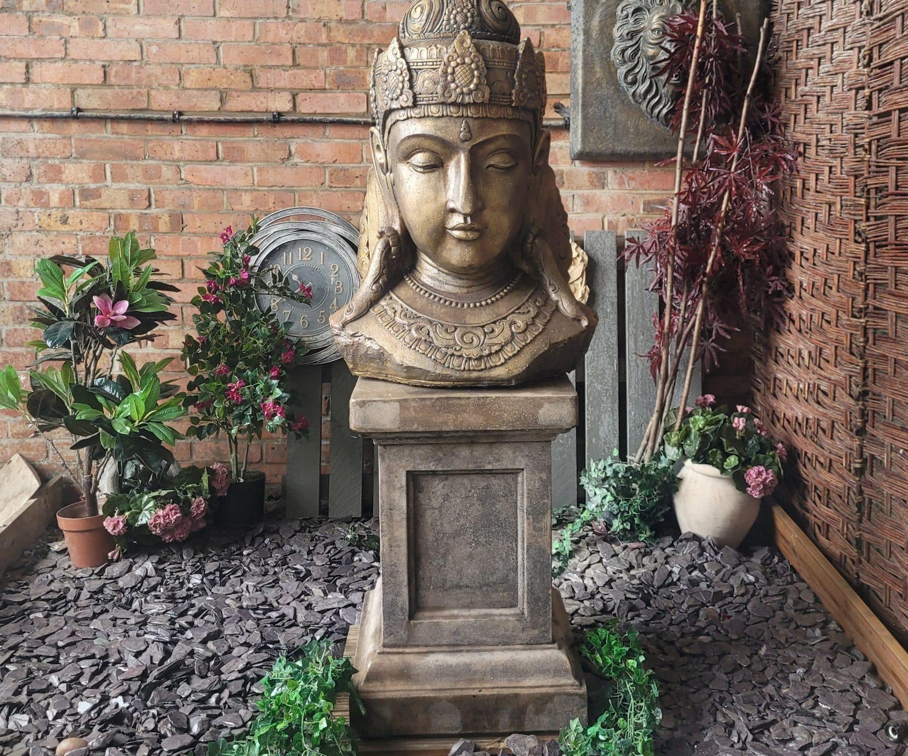 NEW PRODUCT Large Shiva / garden Buddha head on plinth