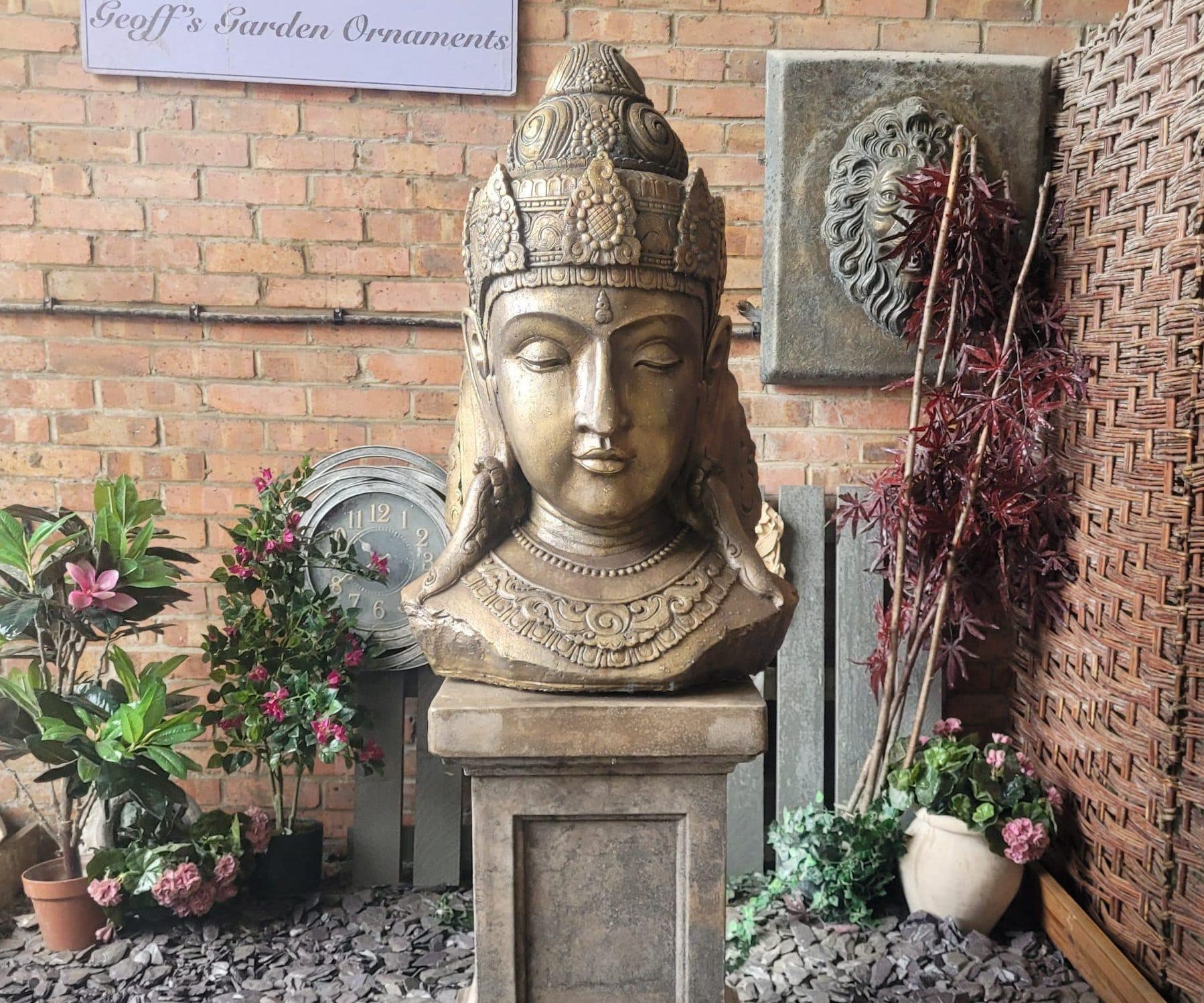 NEW PRODUCT Large Shiva / garden Buddha head on plinth