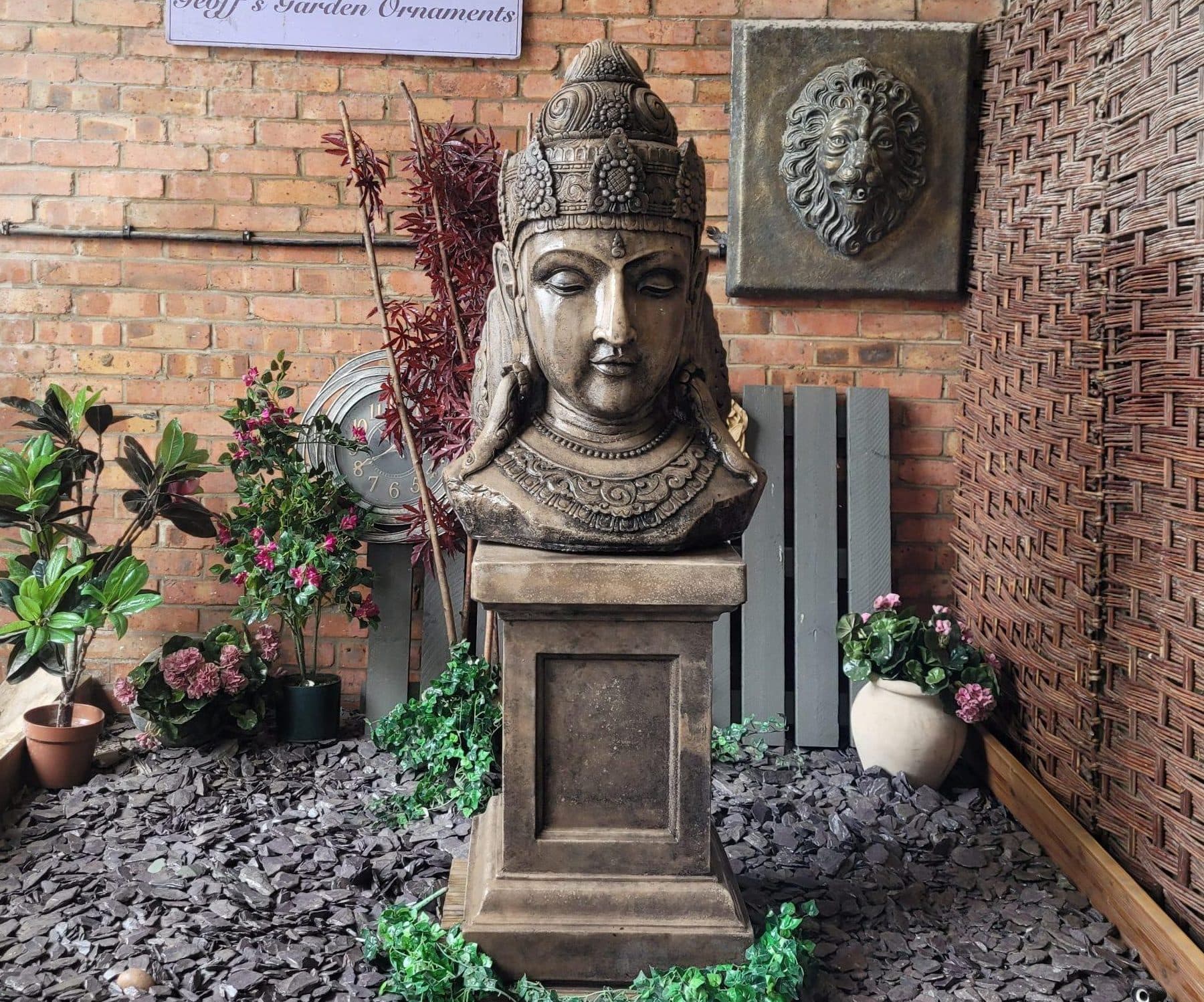 NEW PRODUCT Large Shiva / garden Buddha head on plinth
