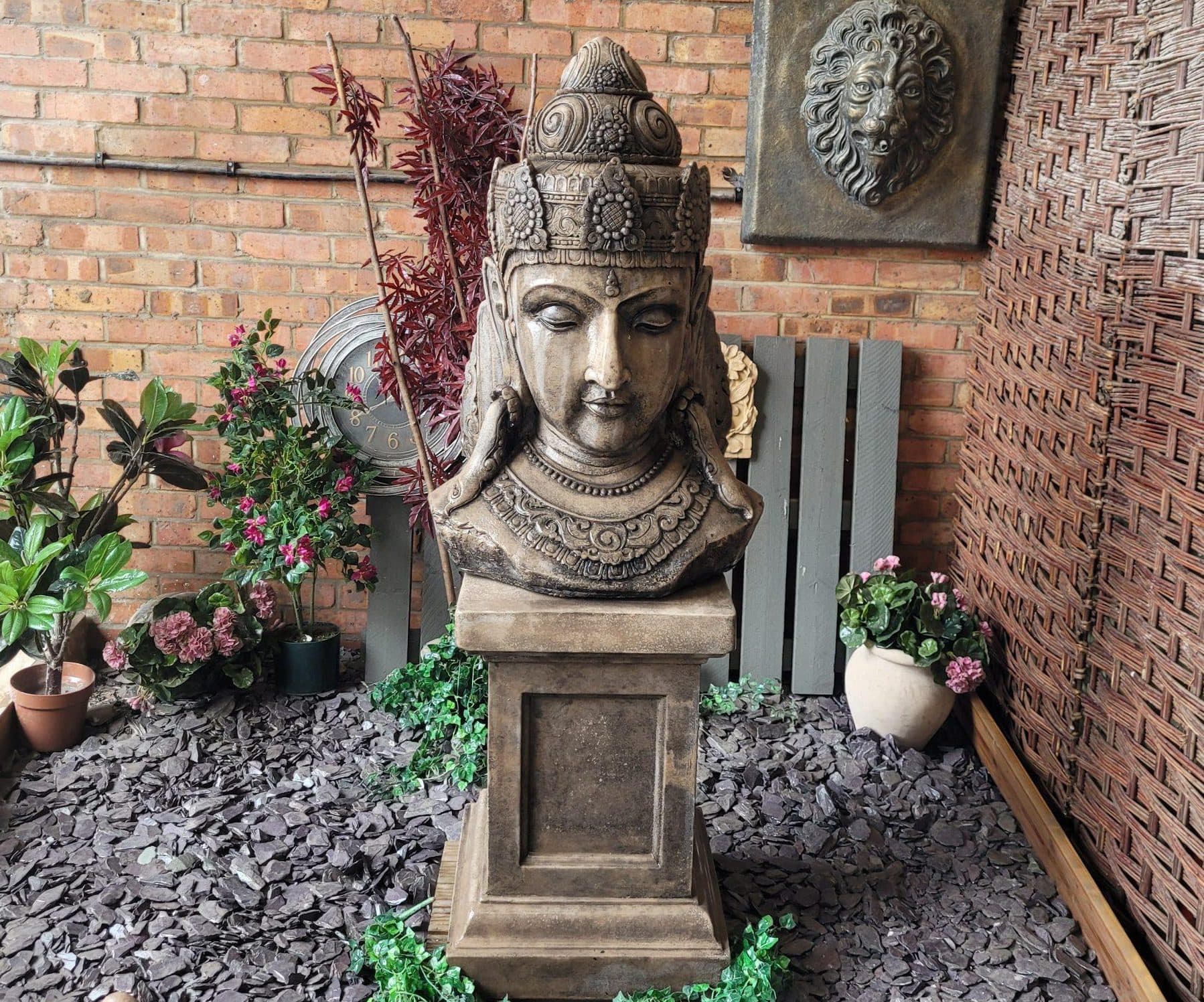 NEW PRODUCT Large Shiva / garden Buddha head on plinth