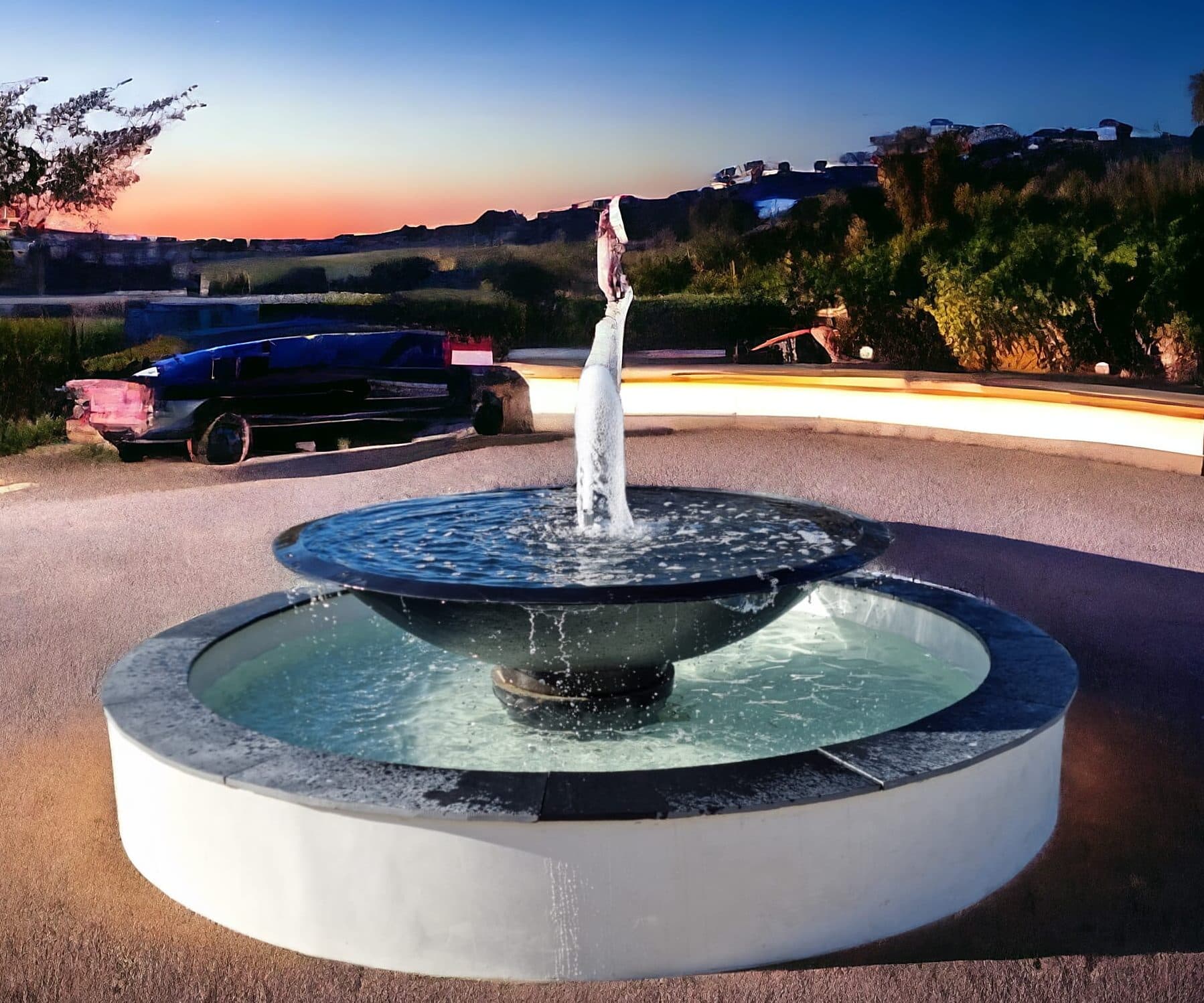 Hayward pool with Riviera water fountain