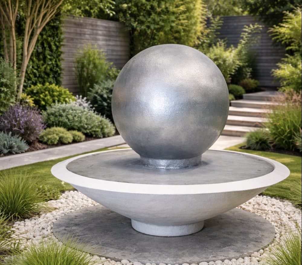 Large Riviera water bowl with ball fountain