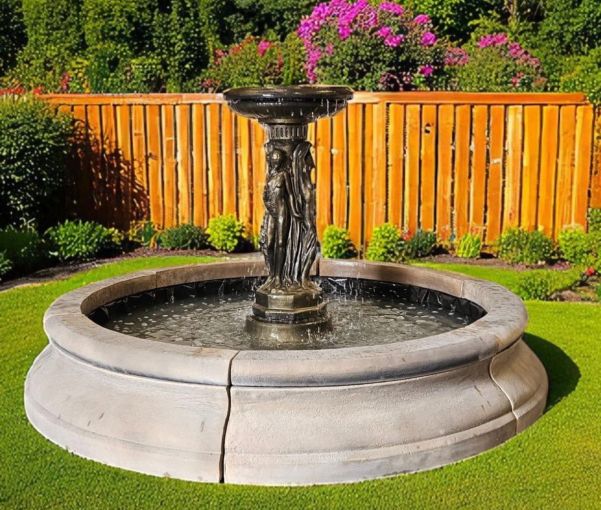 Single tiered 3 Graces fountain, small Cambridge double pool surround.