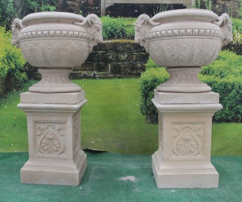 rams head urns sherwood plinths