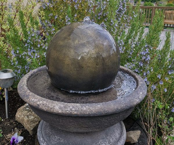 Patio Fountain With Modern Ball Sphere, Water Features For Patios Uk