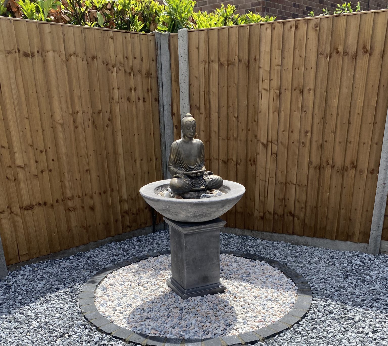 Serene Buddha Patio Fountain with Optional Classic Plinth Stone