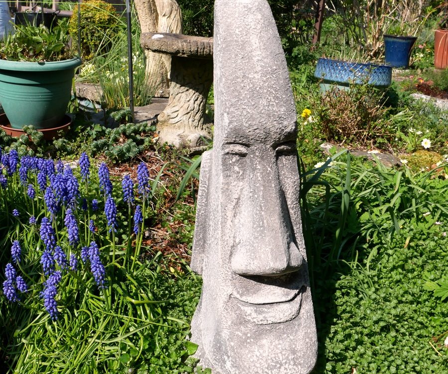 Large Easter Island Head Stone Garden, Moai Garden Ornament