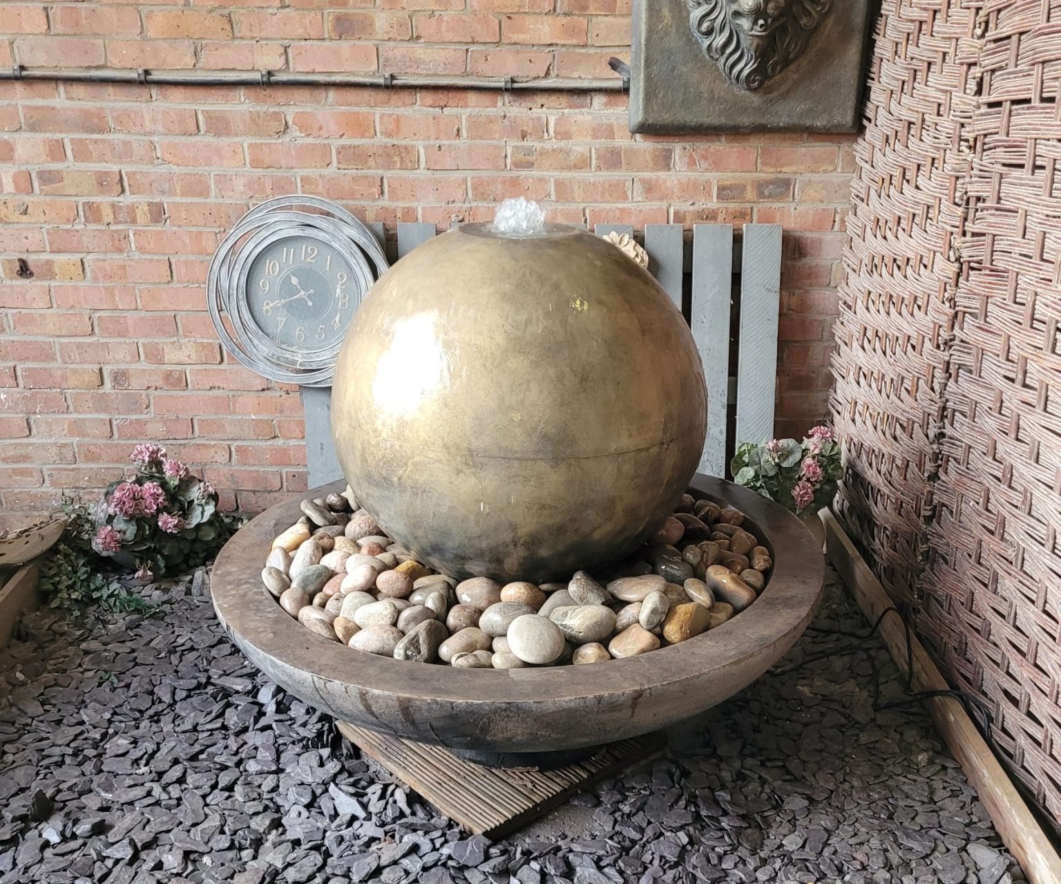 Extra LARGE Atlas Patio Ball fountain Stone Garden Ornaments & Garden